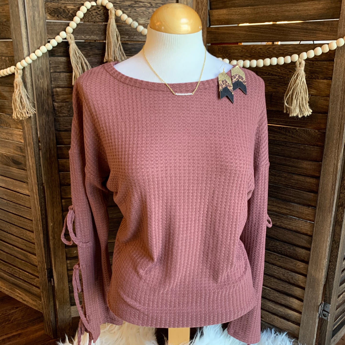 Mauve Bow Sleeve Top