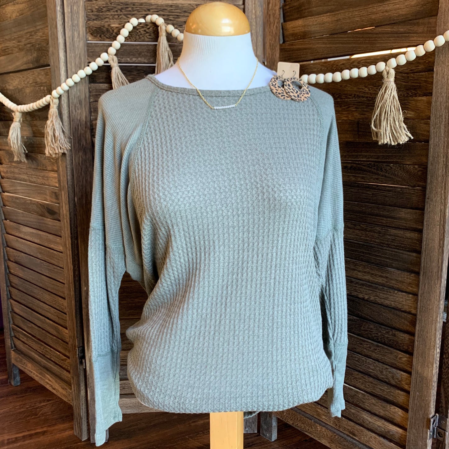 Dusty Green Long Sleeve Top