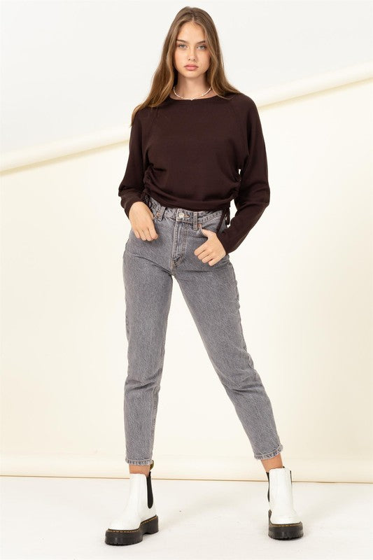 Side Tie Sweatshirt - Dark Chocolate