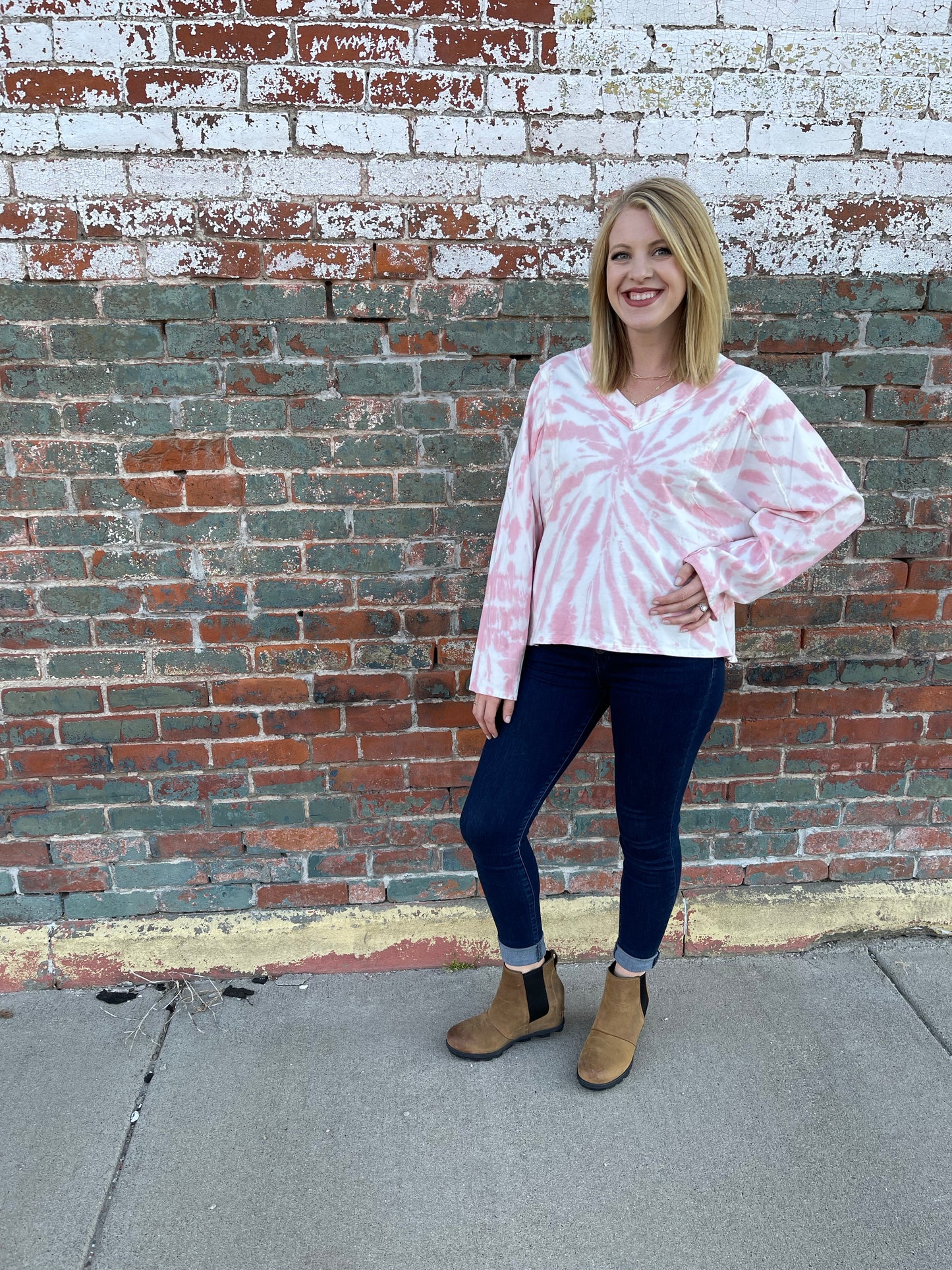 Pink Tie Dye Long Sleeve Top
