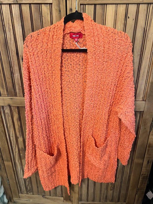 Coral Popcorn Cardigan