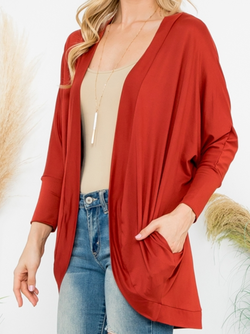 Rust Dolman Sleeve Cardigan