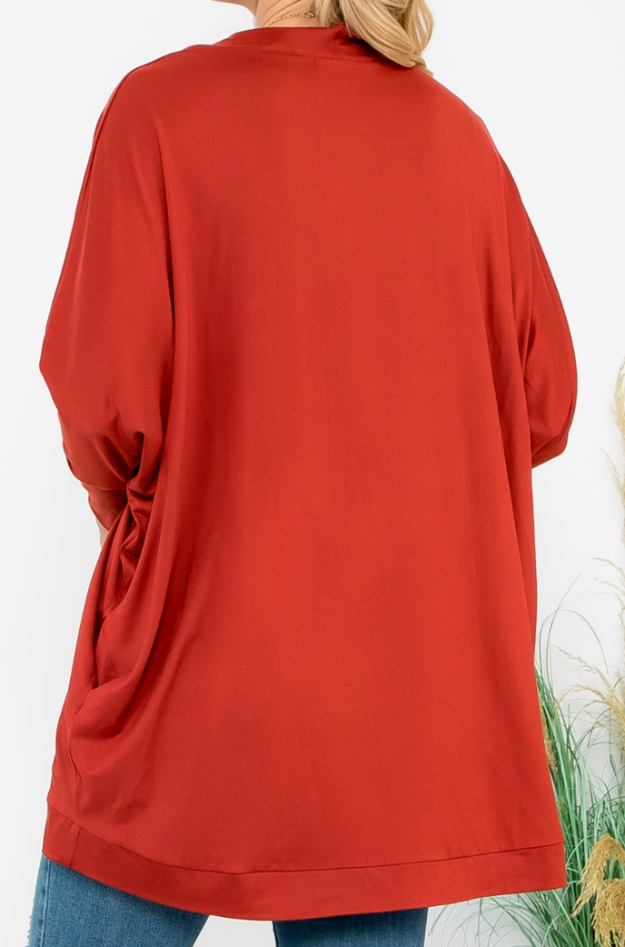 Rust Dolman Sleeve Cardigan