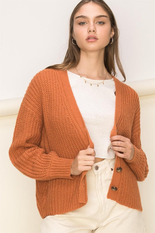 Knitted Cardigan - Rust