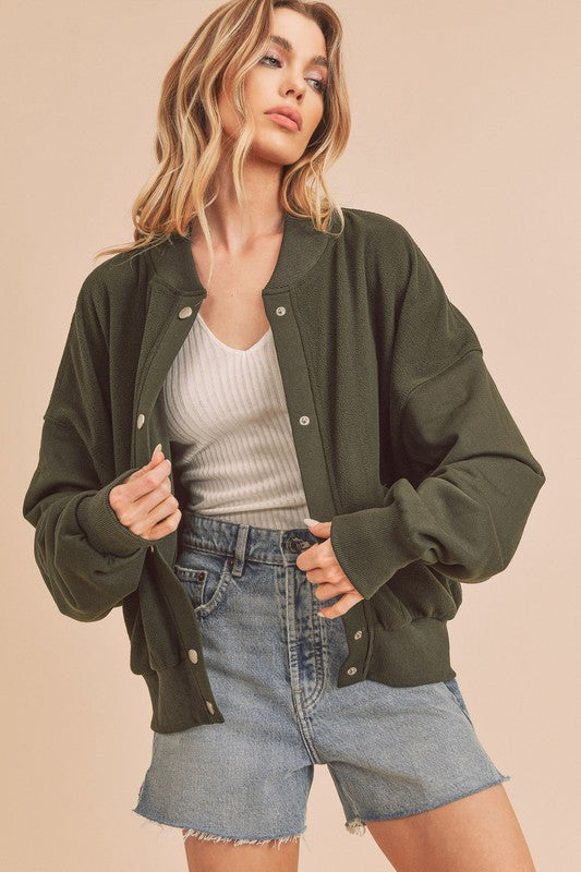 COZY BOMBER JACKET-Available in 2 Colors