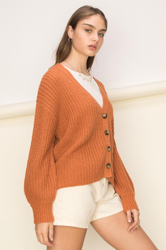 Knitted Cardigan - Rust