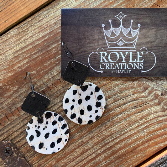 The Lucy - Cow Speckled Round Earring
