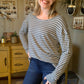 Dusty Green/Grey Striped Top - SALE